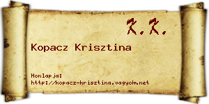 Kopacz Krisztina névjegykártya